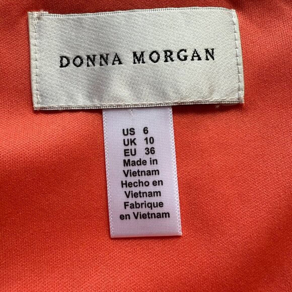 Donna Morgan Size 6 Coral Pink Sleeveless Tent Lace Overlay Trapeze Mini Dress - Picture 7 of 15